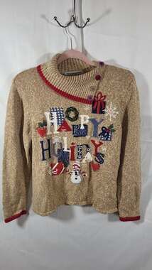 Y2k vintage Tiara International Christmas Collection Happy Holidays Embroidered